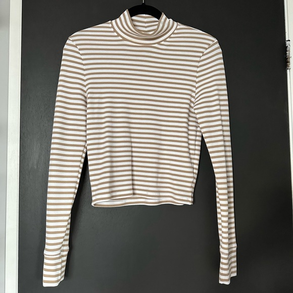 AEO Waffle Striped Long Sleeve Top - Size Large - Picture 1 of 6